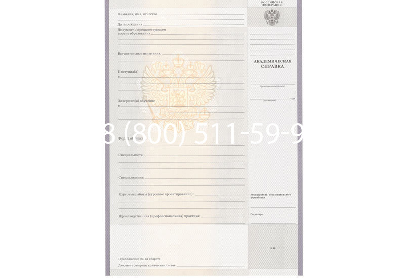Купить Академическая справка образца 2010-2011 год для колледжа в Новокузнецке
